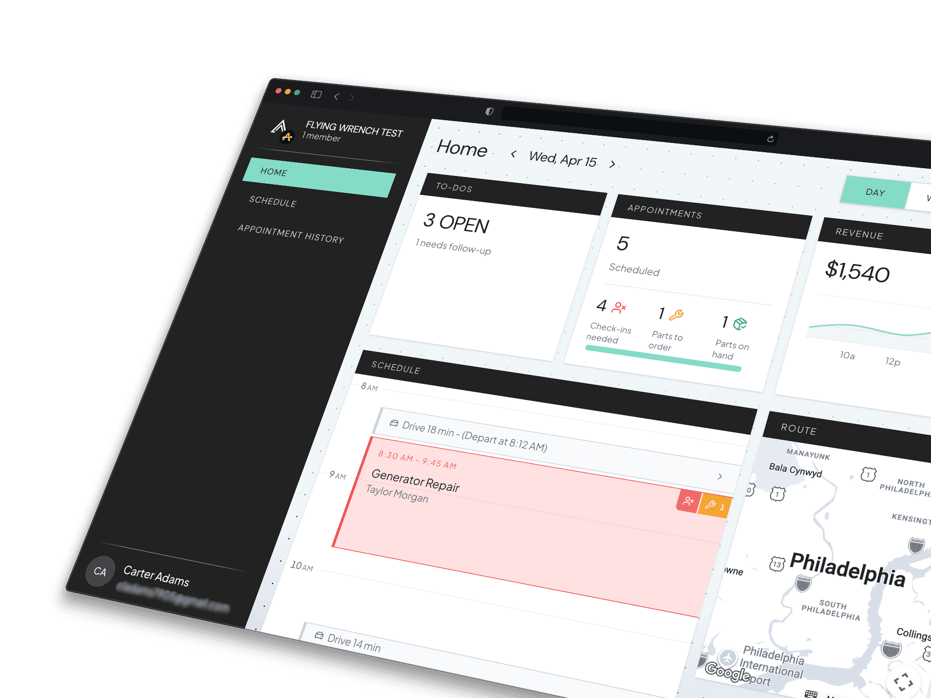 AutoRoute dashboard preview