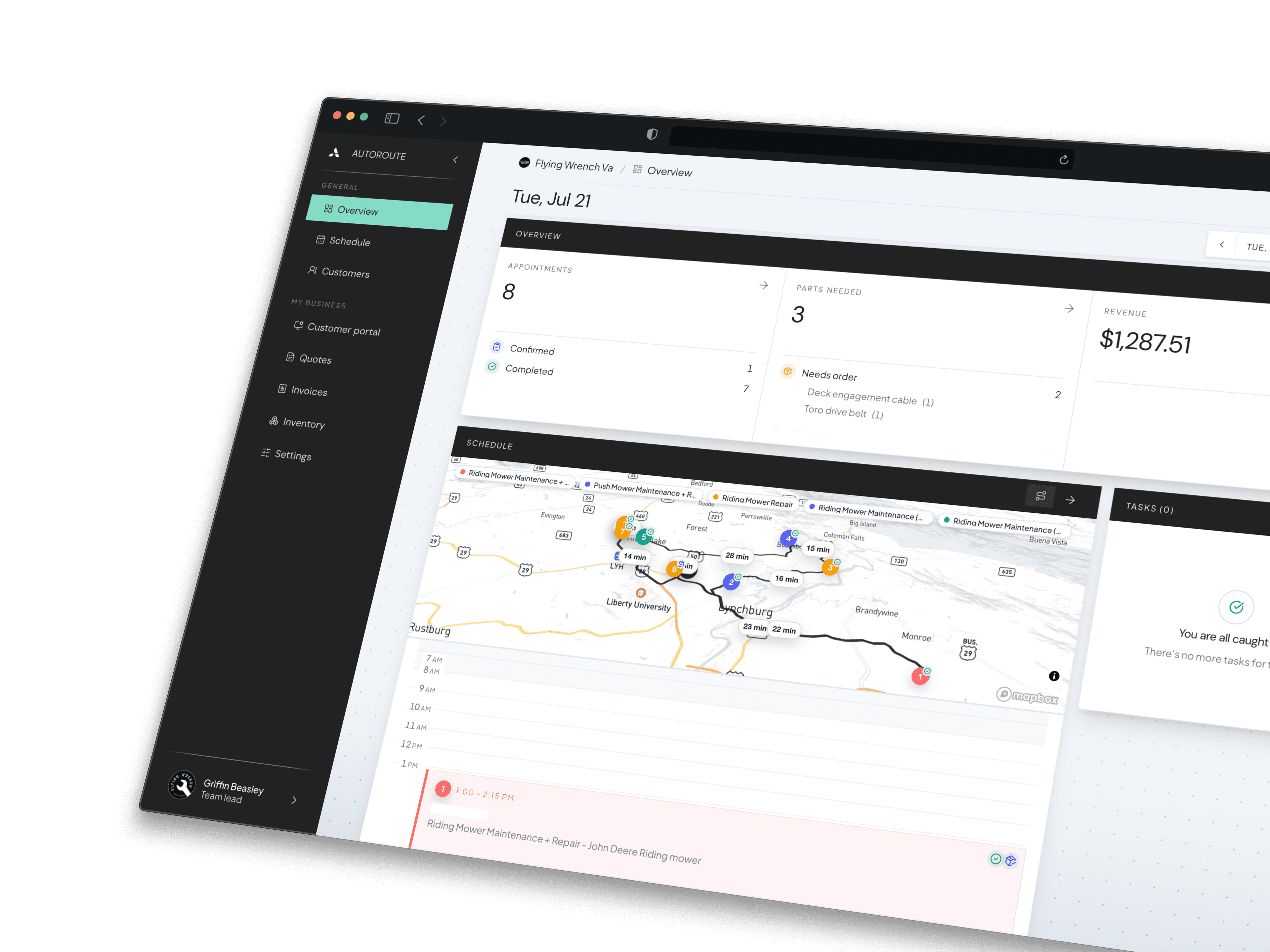 AutoRoute dashboard preview