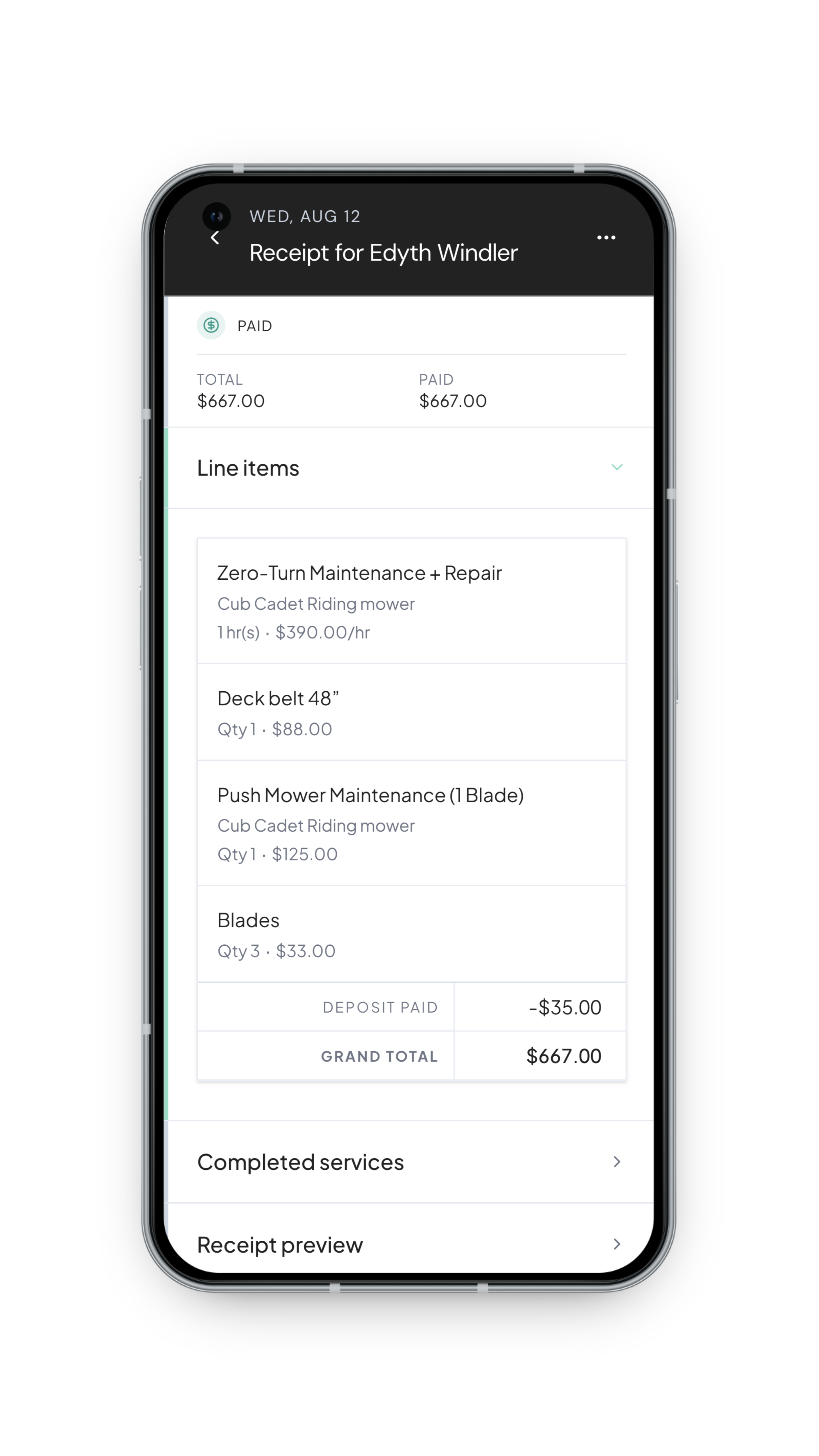Invoicing & quotes mobile screenshot